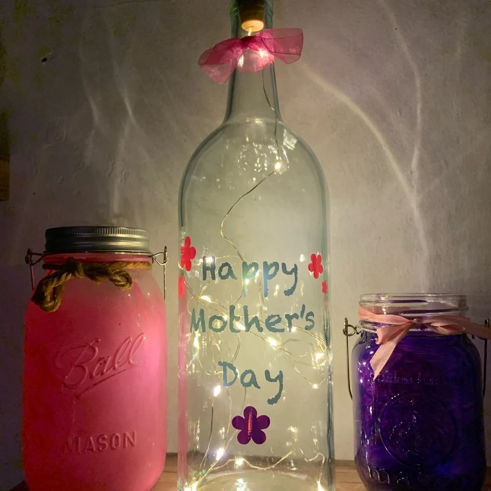 Happy Mother’s Day wine bottle lantern